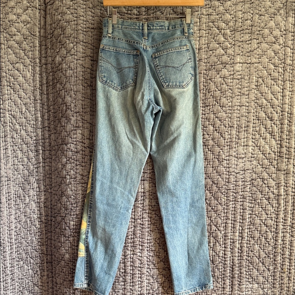 Artistic Print Straight Leg Jeans - Picture 3 of 6